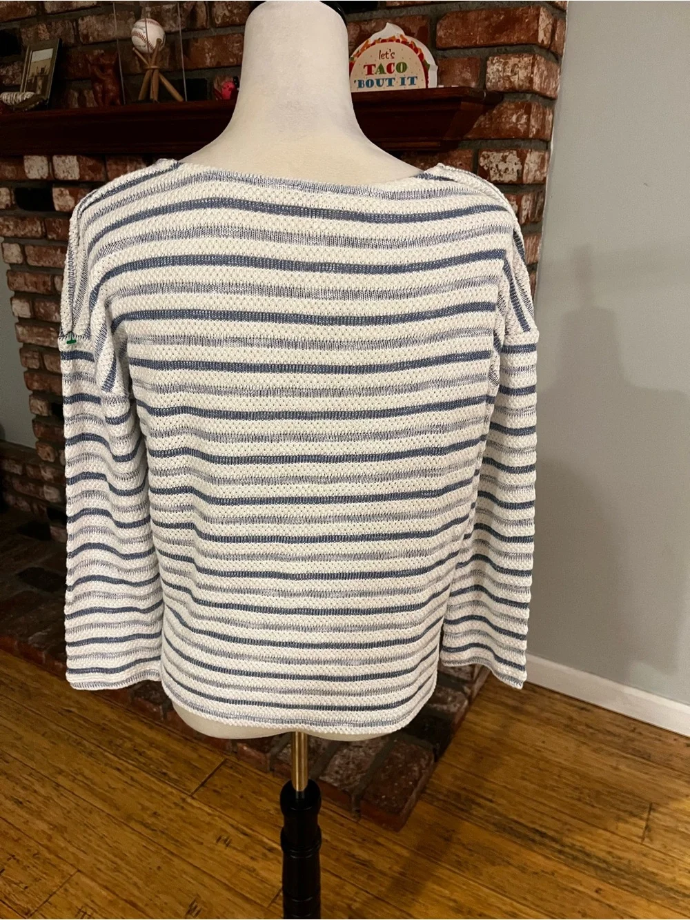 Faherty White and Navy Striped Lightweight Knit Top - Picture 2 of 3